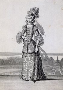 Female ballet costumes, engraving by Jean Berain the Elder, France by Jean I  Berain