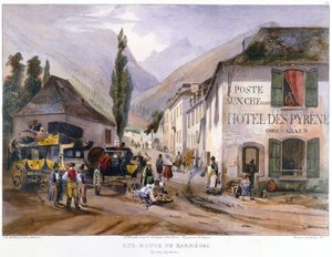 Arrival and Repair of a Stagecoach at Luz on the Road to Barreges by Jean Jacottet