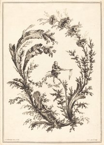 Ornament with a Monkey by Jean Jacques Avril I after Jean Baptiste Pillement