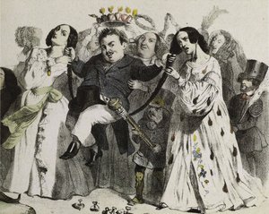 Honoré de Balzac, the Most Prolific of Our Authors, Supported and Crowned by Women, 1839 by Jean Jacques Grandville