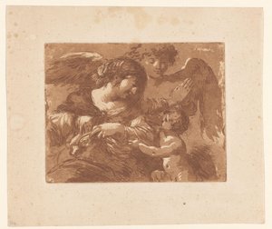 Mother with Child and a Guardian Angel by Jean Jacques II Lagrenee