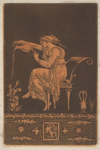 Young Draped Woman, Seated, Watering a Plant