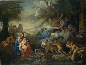 The Fall of the Idols and the Rest on the Flight into Egypt, ca. 1775 by Jean Jacques Lagrenee