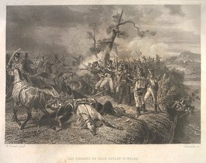 Battle between Russian Troops and French Cavalry near Ostrovno 25-26 July 1812 by Jean Jacques Outhwaite
