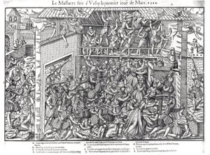 The Massacre of the Protestant Population by the Troops of the Duc de Guise at Wassy-sur-Blaise, 1st March 1562, engraved by Jacques Tortorel