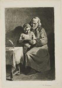 Old Man with a Boy Reading by Jean Jacques de Boissieu