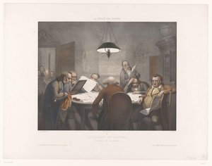 Reading Room with Men Reading at a Round Table
