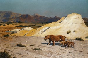 Lioness and Cubs by Jean Leon Gerome