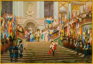 Reception of Louis II de Bourbon Conde by King Louis XIV at Versailles in 1674 by Jean Leon Gerome