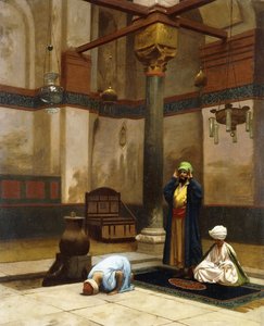 Three People Praying in the Corner Mosque by Jean Leon Gerome