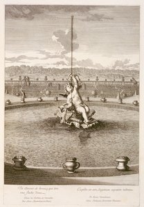 Fountain with cupid firing a water jet arrow, designed by Louis Lerambert, at Versailles by Jean Lepautre