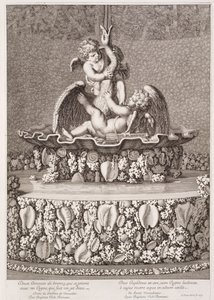 Fountain with two cupids and a swan, designed by Jean-Baptiste Tuby, at Versailles by Jean Lepautre