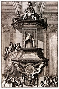 Preacher speaking to the crowd from a pulpit