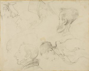 Seven Caricatures of Heads by Jean Louis André Théodore Géricault