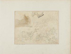 Sketches for a Cavalry Battle; the Hind Legs of a Dog