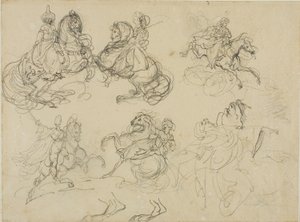 Sketches of Oriental Horsemen by Jean Louis André Théodore Géricault