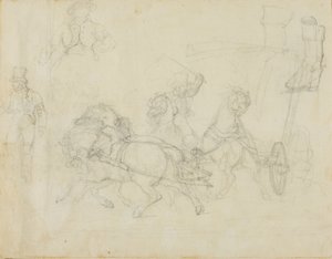 Stagecoach Drawn by Five Horses and Other Sketches