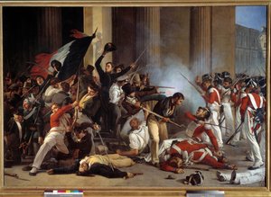 Revolution of 1830: During the Three Glorieuses, prise du louvre le 29/07/1830 et massacre des guards swiss by Jean Louis Bezard