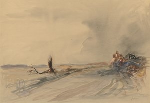 Devastated Land (recto), Figures in a Landscape (verso), c. 1919