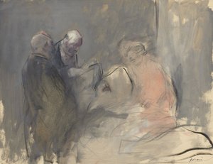 In the Hospital (recto) Sketch for In the Hospital (verso) by Jean Louis Forain