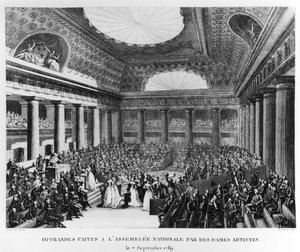 Offerings Made to the National Assembly in the Salle des Menus-Plaisirs by Women Artists, 7th September 1789 (engraved by Pierre Gabriel Berthault)
