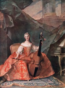 Madame Henriette de France in Court Costume Playing a Bass Viol by Jean Marc Nattier