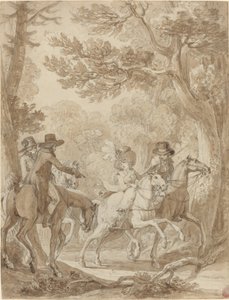 Lady and Gentlemen Riding in a Park by Jean Michel Moreau