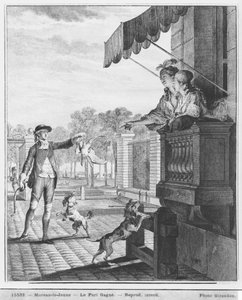 Taking up a Bet, engraved by Camligue (fl.1785) c.1777