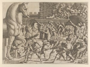 The Trojans Bring the Wooden Horse into Their City