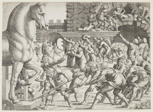The Trojans Bringing the Wooden Horse into Their City
