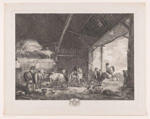 Figures and Horses in the Stable of the Post Office (series title) by Jean Moyreau