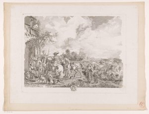 Travelers Before an Inn (Les Bohemiens) (Prints After Paintings by Philips Wouwerman) (Oeuvres de Ph.pe Wouwermans Hollandois) by Jean Moyreau
