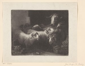 Flock of Sheep with a Cow by Jean Onufre Philippe Cretey