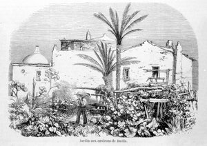 Gardens Around Bastia. Engraving by Laurens