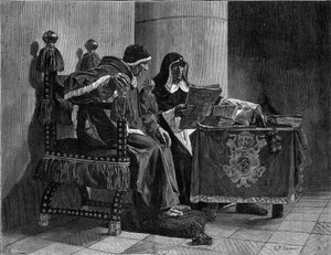 The Pope and the Inquisitor (Sixte IV and Tomas de Torquemada) (engraving after John Paul Laurens)