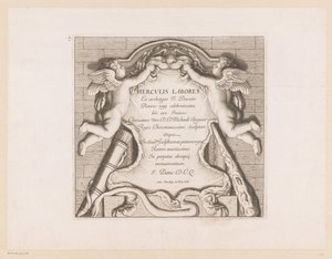 Title Print with Two Putti and the Attributes of Hercules from Works of Hercules (series title) by Jean Pesne