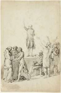 Study for The Oath of the Tennis Court: Bailly Standing on the Desk, Asking for a Vote by Jean Pierre Norblin de La Gourdaine