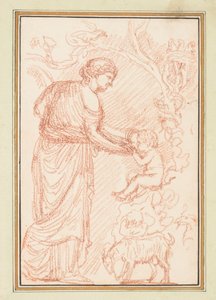 Robed Woman with Two Children and a Goat
