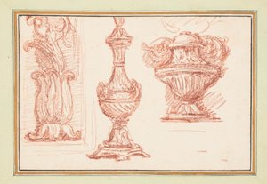 Two urns and an ornamental detail by Jean Robert Ango
