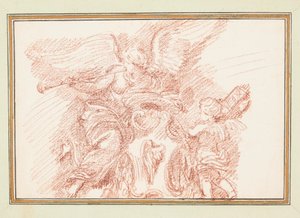 Winged Figure with a Horn and Putto with Fasces by Jean Robert Ango
