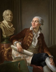 Portrait of Man with Bust of Denis Diderot by Jean Simon Berthelemy