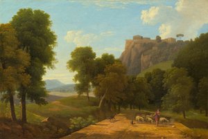 Shepherd with His Flock by Jean Victor Bertin