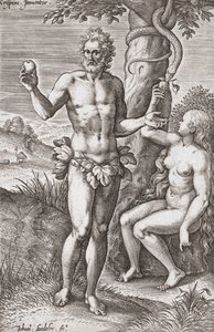 Adam and Eve in the Garden of Eden by Jean or Johann Sadeler