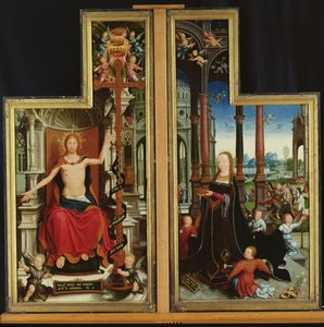 Polyptych of the Glorification of the Holy Trinity, panels depicting Christ Enthroned and the Virgin