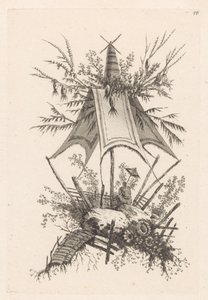 Man with Parasol Under Tent (series title: Collection of Chinese Tents) by Jeanne Deny