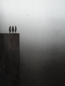 Three Silhouettes Misty Horizon