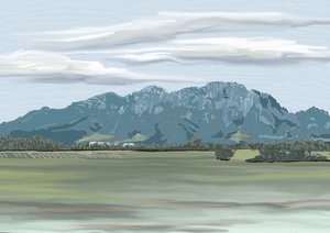 Distant Mountain Landscape by Jenna Alheit