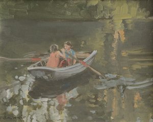 Salcombe Children Rowing by Jennifer Wright