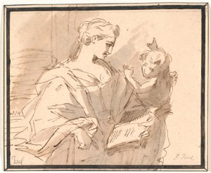 A Saint with a Book and a Putto by Jens Juel