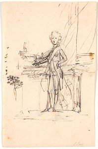 Composition Draft for Full-Length Portrait of Frederick the Sixth as a Young Crown Prince. Standing by a Table, Facing Left by Jens Juel
